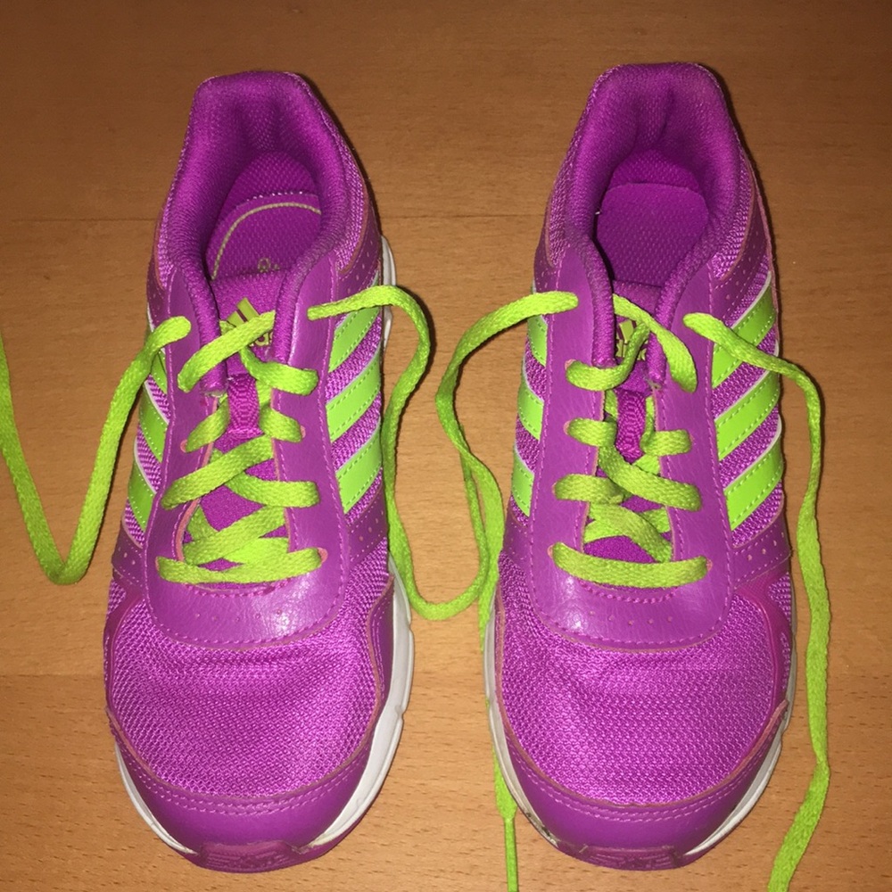 Green and Purple Adidas Sneakers